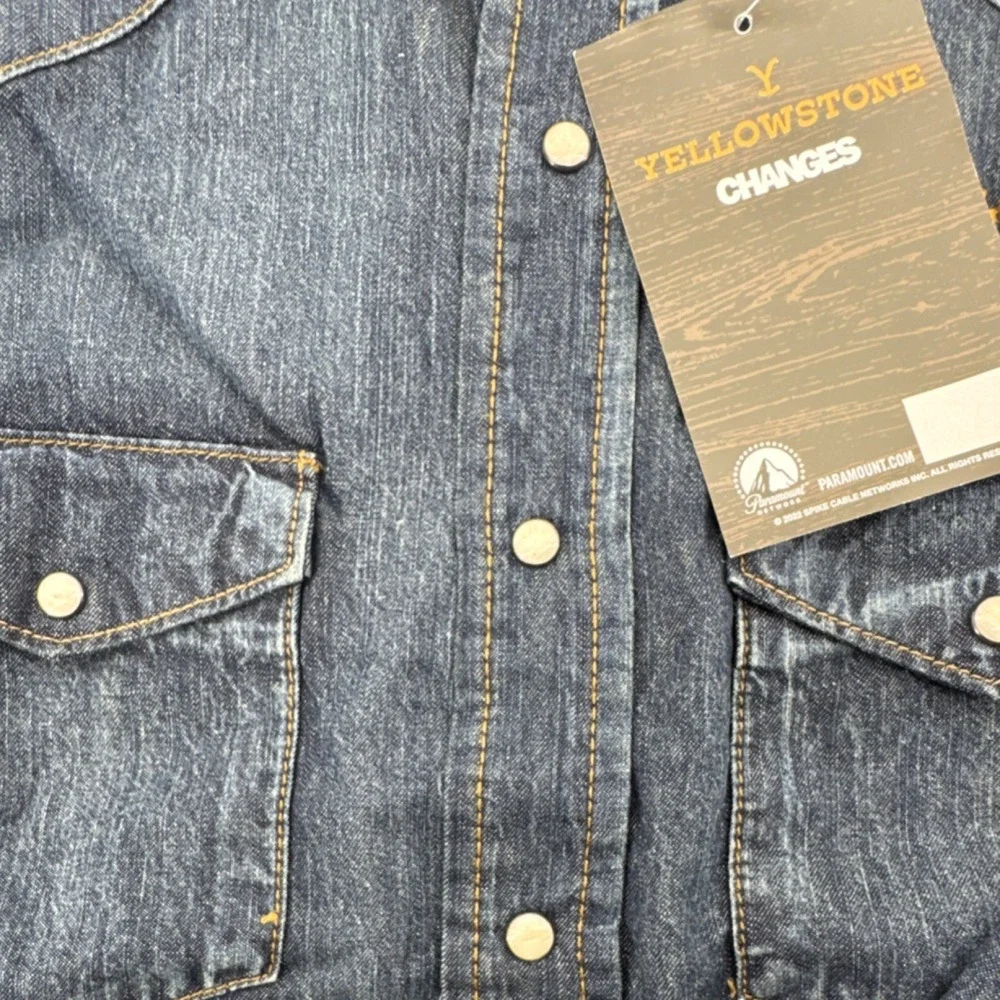 Yellowstone Dutton Ranch Western Denim XL Shirt Snap Button Cowboy TV Show Ranch - Picture 6 of 10